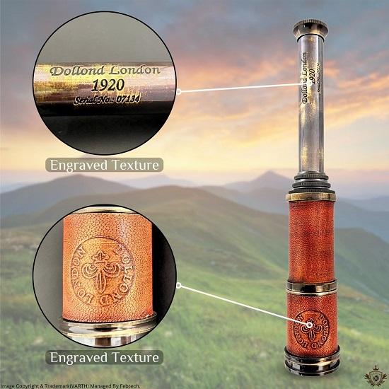 Telescopio de latón DOLLOND London de 1920, 40,64 cm, con estuche de cuero, catalejo náutico marítimo, telescopio pirata con estuche de cuero