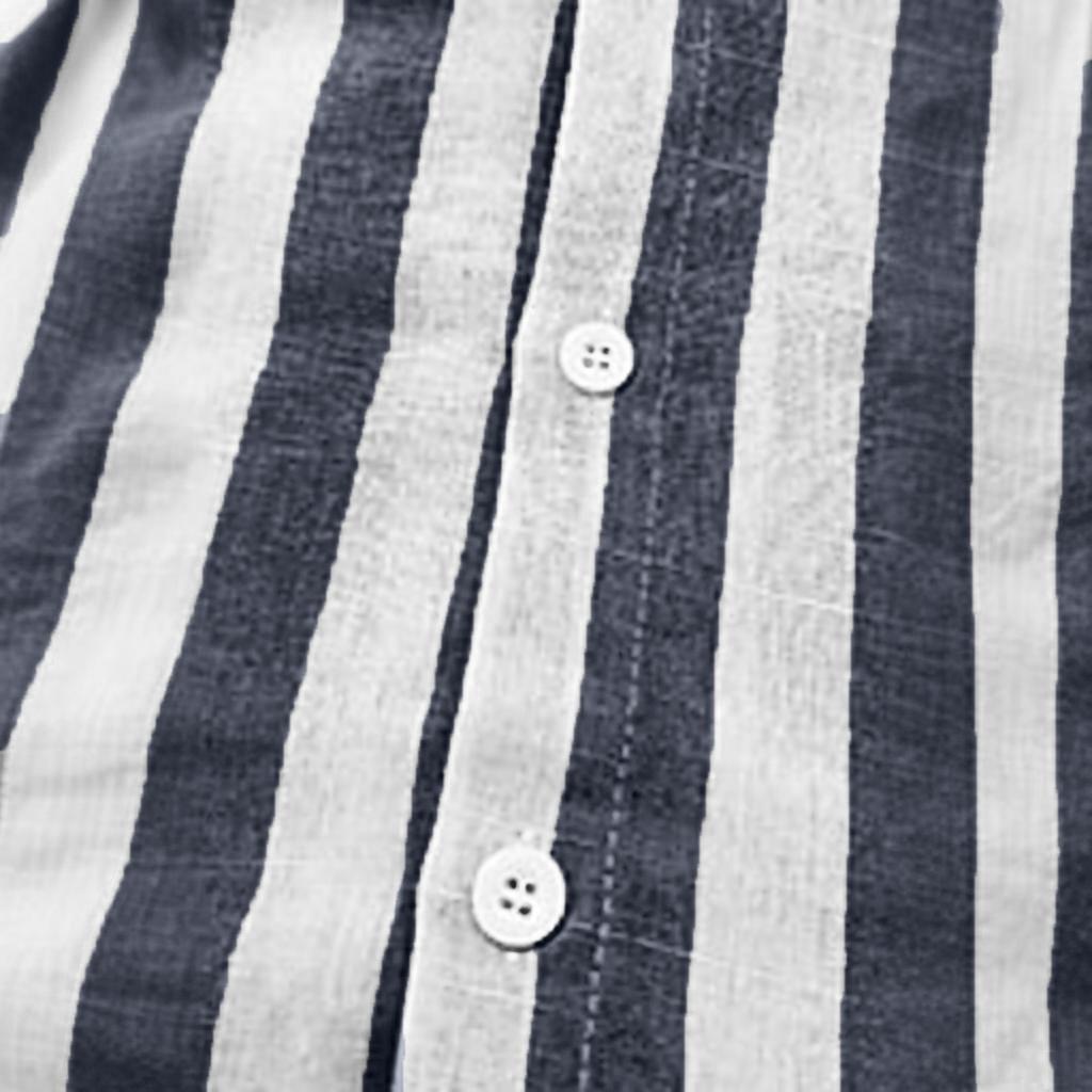 Men's Linen Short Sleeve Shirt Striped Button Down Casual Lightweight Breathable Open Front Collared Top for Summer Daily Wear