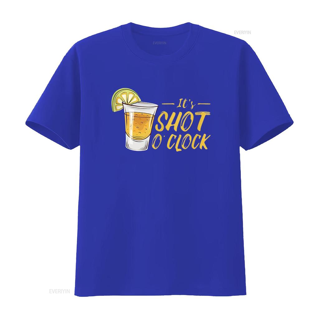 Es ist Shot O Clock Alkohol Tequila Limette Party Herren T-Shirt Weiß vintage Gewaschen Grafik Atmungsaktiv Lässig Stilvoll Vielseitig