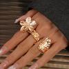 Light Luxury Fashion Metal Irregular Geometric Pleats Flower Opening Ring Versatile Index Finger Ring