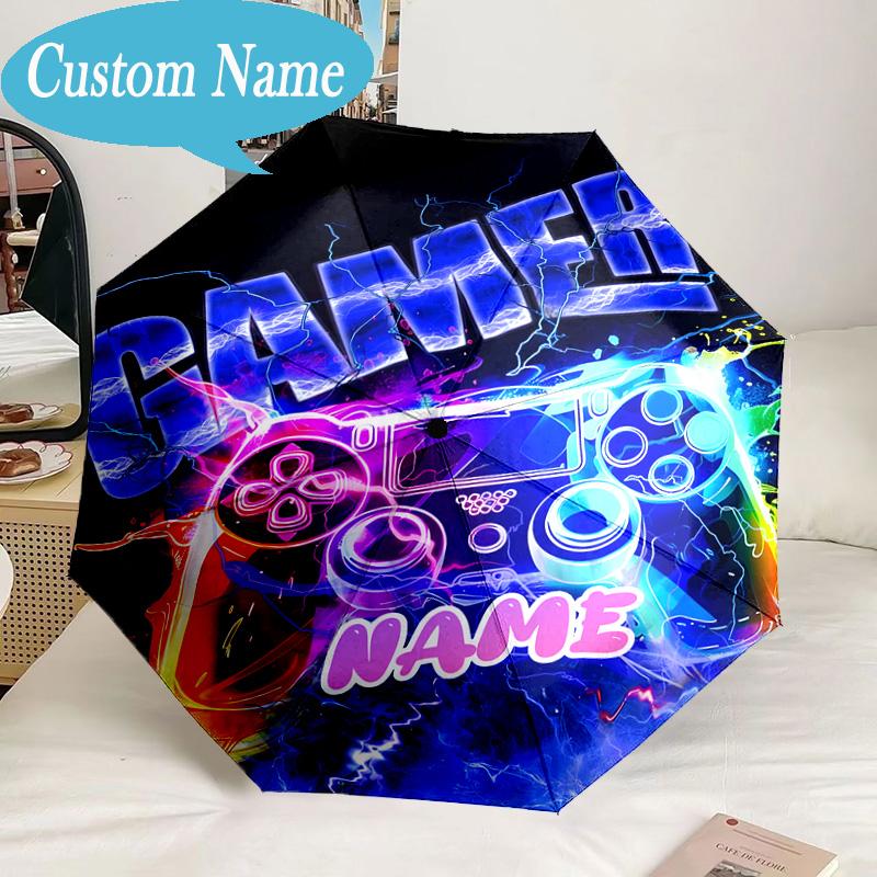 Custom Name Umbrella Game Controller Umbrella 8-Frame for Travel, Camping, Casual Lightweight Portable, Essential for Family Gifts