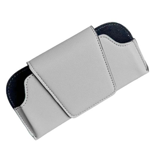 Sunglasses Holder for Car Velvet Lined Sunglasses Sun Visor Soft Case Anti-Scratch Leather серый