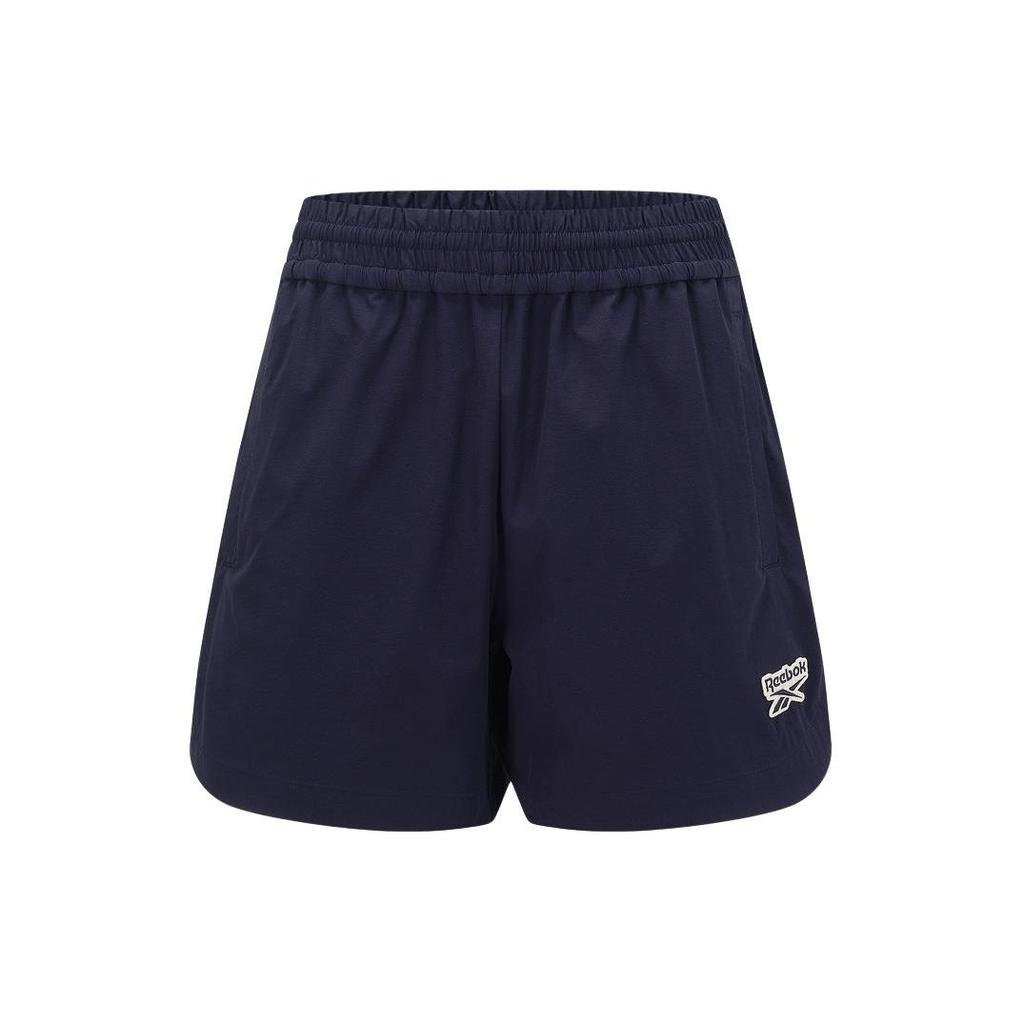 Reebok Solid Color Running Elastic Woven Sports Shorts Women shorts Navy-Blue 24SRC608WGN2