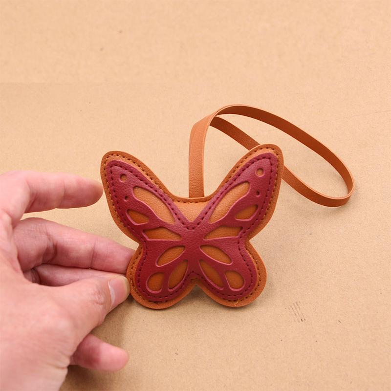 Butterfly Keychain Charm Cute Pu Leather Bag Accessories For Butterfly Lovers Good Gift