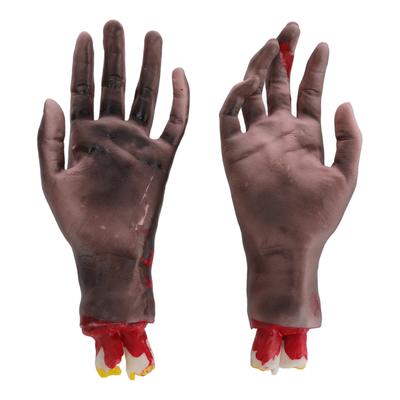 2 Peças Mãos Falsas Cortadas Realistas Acabamento Exquisito Adereços de Halloween Decoração para Palco de Cosplay