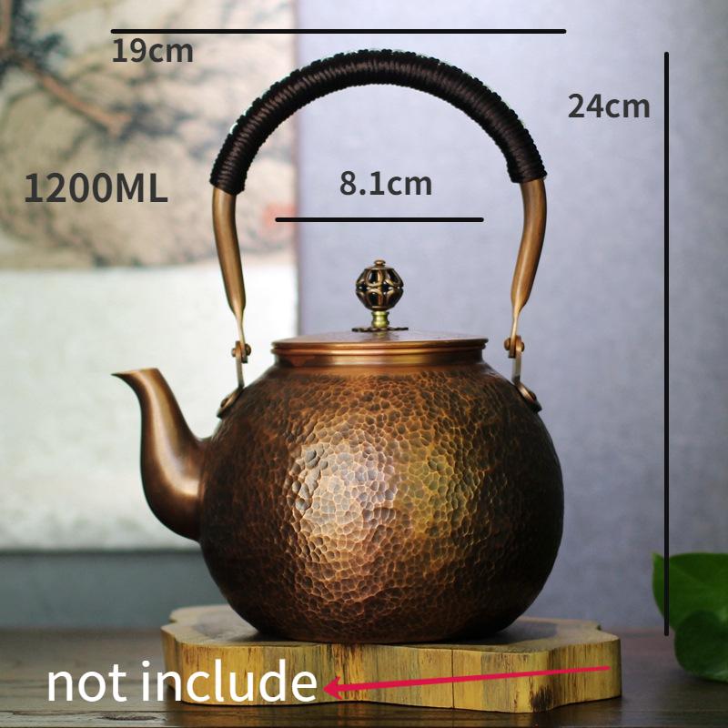 Handmade Purple Copper Teapot Hammered Thickened Pure Copper Boiling Teapot Vintage Red Copper Large Capacity Boiling Kettle