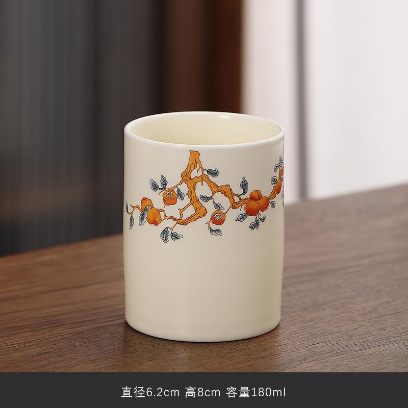 Beige Ceramic Master Cup Xiaoshenlong Single Cup Kung Fu Tea Set Tea Cup Personal Special Large-Capacity Tea Cup Gift Box