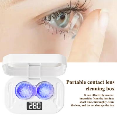 Nettoyeur de lentilles de contact à ultrasons avec 4 modes de synchronisation Vibration haute fréquence à 360 degrés Machine de nettoyage de lentilles de contact rechargeable par USB