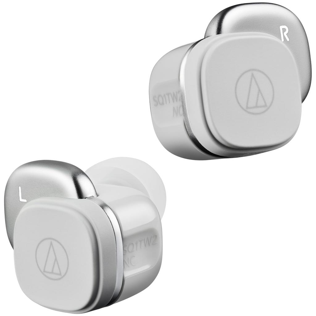 Wireless True Up To Hours IPX5 Wireless Charging Ambient Sound Includes Original Sticker Audio-Technica ATH-SQ1TW2NC GY(E) Noise-Canceling Earphones,