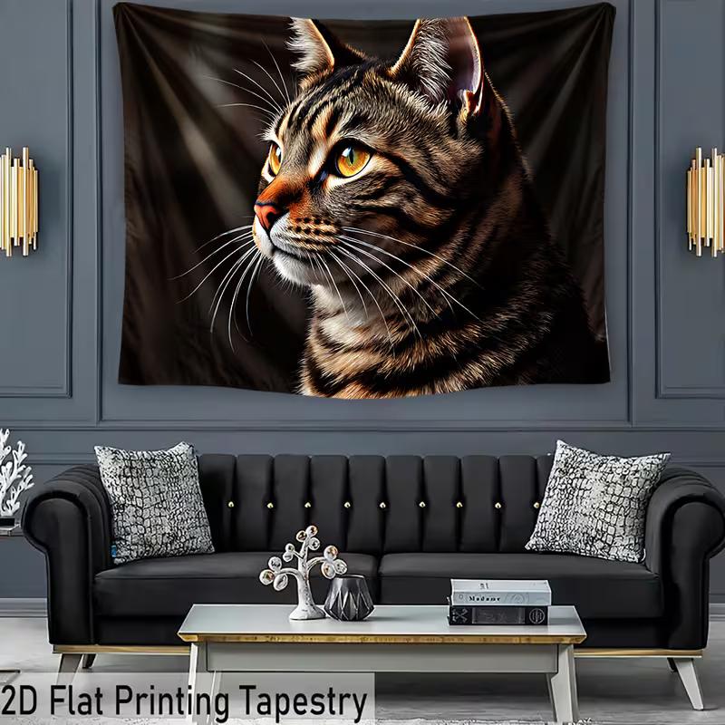 2D Realistic Tabby Cat Backdrop Cloth, Pet Portrait Photography Background