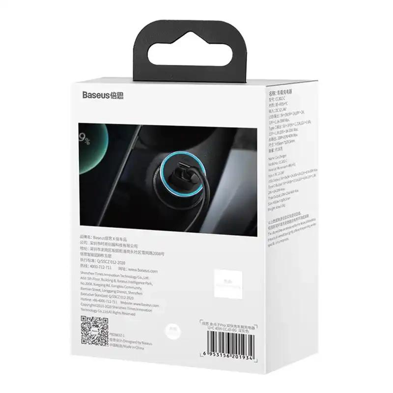 Ładowarka Samochodowa Baseus Golden Contactor Pro, Usb + Usb-C, Qc4.0+, Pd, Scp, 40W (Szara)