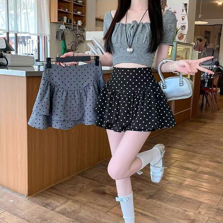 Polka Dot Ruffle High Waist Short Skirt - Petite Fluffy Autumn Edition 2025
