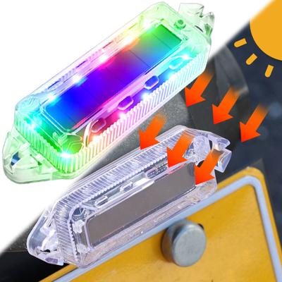 Solar Power LED Safety Warning Strobe Light Motorcycle Anti-collision Signal Lamp Car Bumper Tail Decorative Night Indicators