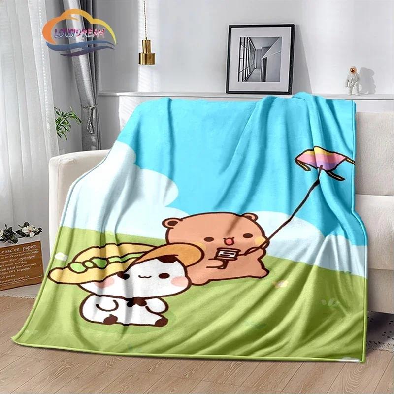 Cartoon Print Bear and Pa Blanket Cute Bubu  Dudu Series  Kids Warm Flannel Soft Comfortable Home Bed