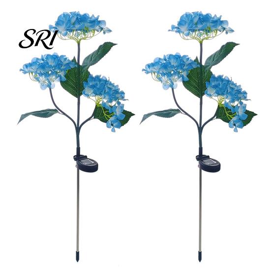 Solar Powered Garden Lamps 3-Head Hydrangea Flower Light with Colorful LEDs Waterproof Outdoor Stake Lights Lamp for Yard Patio Walkway Energy-Saving