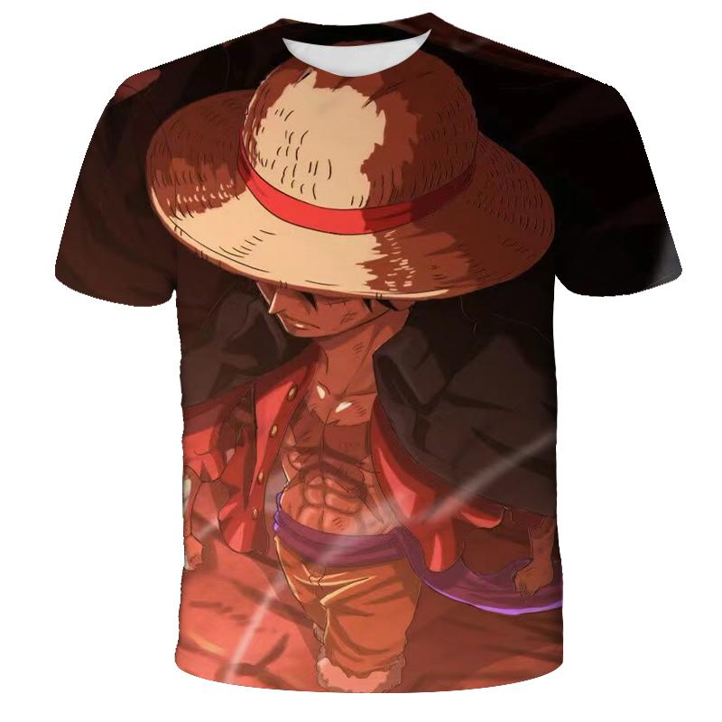One Piece Luffy Girls T-shirt Kids Short Sleeve Children Print T-shirts Tees Boys' Casual Clothes Ghild O Neck Shirt Daily Tops