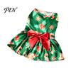 Holiday Pet Clothes for Small Dogs Christmas Dog Dress with Bow, Sleeveless Puppy Dress, Cute Breed Teddy Bichon Outfit Festive Dogs, Party