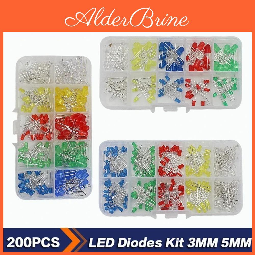 Set 100200pcs Led Diode Led Kit Box 3mm 5mm F3 F5 Light Emitting Diode White Green Red Blue Yellow Diy Electronic Kit