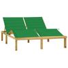 Day and Night - Day and Night Double Lounger and Green Impregnated Pine Wood Cushions