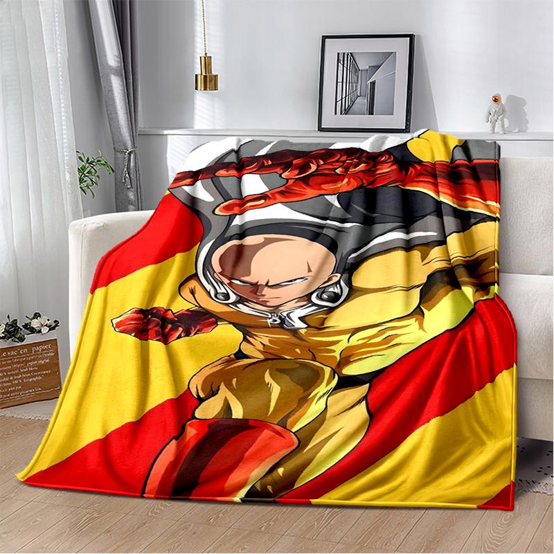 3D One Punch Man Saitama Cartoon Anime Soft Blanket,Soft Throw Blanket for Home Bedroom Bed Sofa Travel Cover Child Gift
