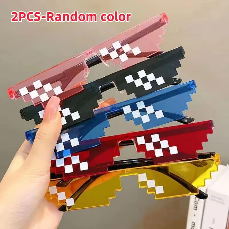 5 Pack Thug Life Sunglasses,Men Women Kids Pixel Mosaic Glasses, Mlg Shades For Photo Props Or Halloween Party