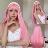 Black Synthetic Wig with Long Straight Hair - Halloween Cosplay Costume, Role-playing Party, High-temperature Hair Cap