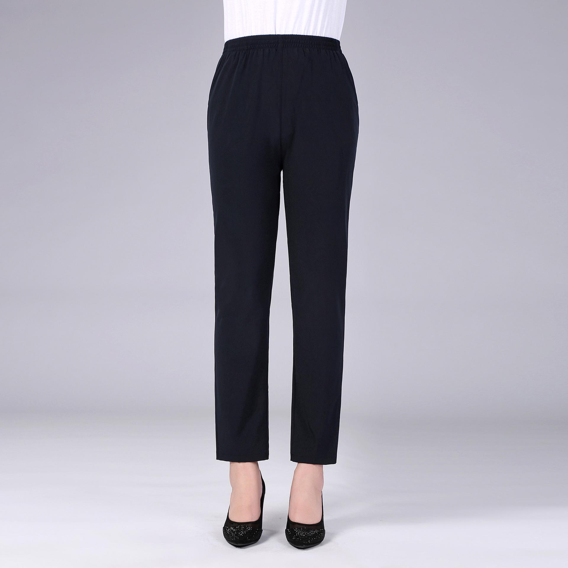 

Брюки женские прямые, материал шёлк XXXXL темно-синий