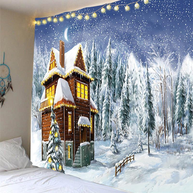Home Decor Tapestry Wall Hanging Santa Elk Snowman Decorative Tapestry Christmas Room Wall Decor Backdrop Cloth Tapestry