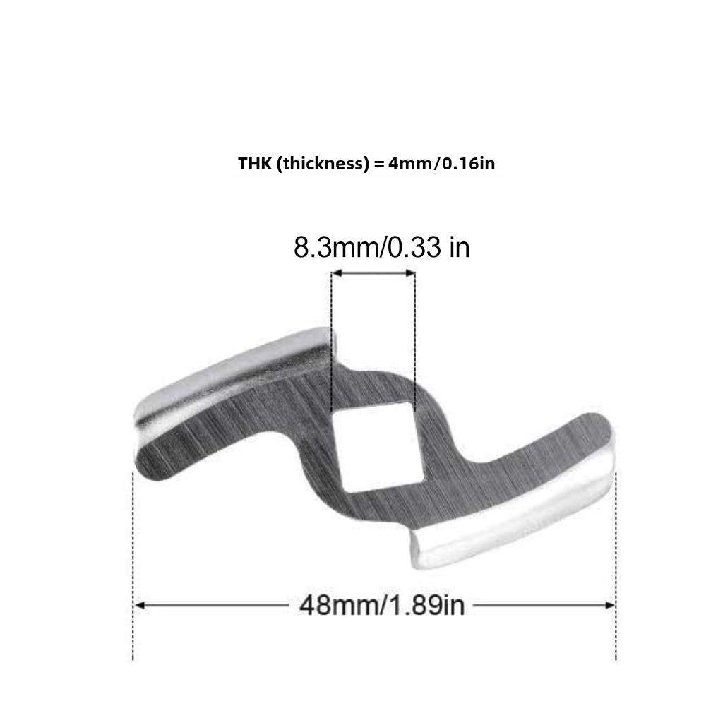 Stainless Steel Meat Grinder Accessories: Knife, Blade, Hole Plate, Sausage Stuffer, and Grinder Rod.