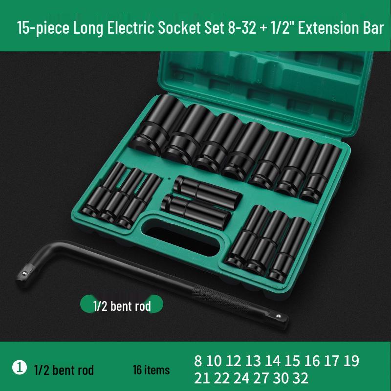 Comprehensive Electric Wrench Kit: Large, Medium, Small Socket Set with Air and Electric Wrench Tool Attachments