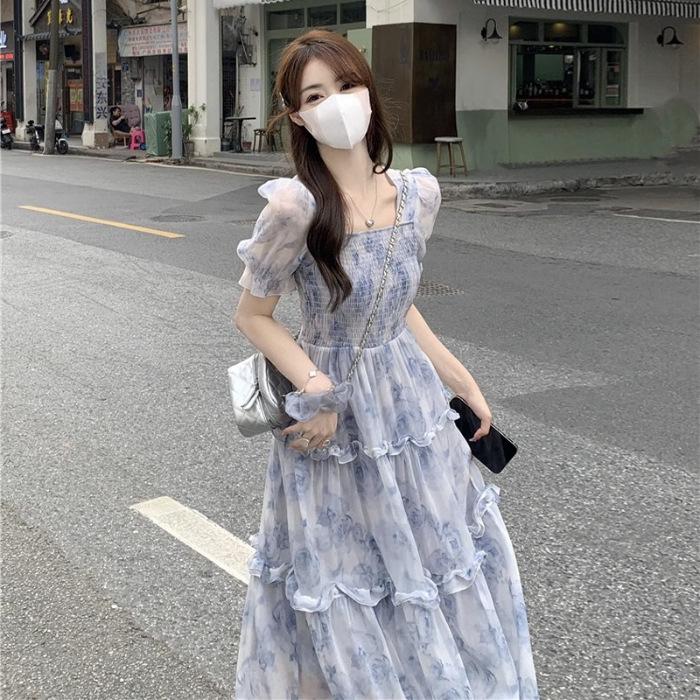 Gentle ladylike French floral chiffon dress women s 2026 spring and summer new super fairy sweet temperament dress women S