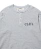 DISCUS ATHLETIC Usafa Logo Waffle Henley Neck Long Sleeve T-Shirt Melange Grey