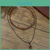 Retro Bohemian Artificial Turquoise Pendant Multilayer Necklace With Electroplated Finish For Women