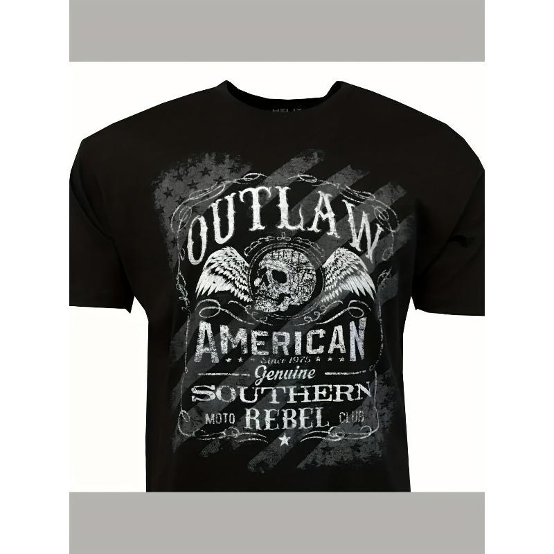 

European sizes Durable, Men S Outlaw American Southern Rebel T-Shirt 4XL чорний