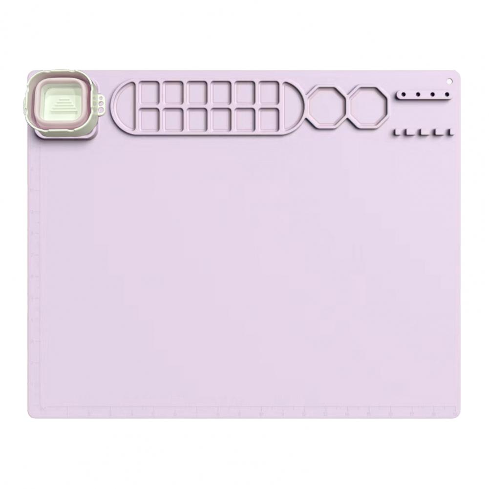 Drawing Mat Silicone Painting Mat with Cup Non-Stick Art Mat with Brush Cleaner Pen Holder DIY Clay Art Palette