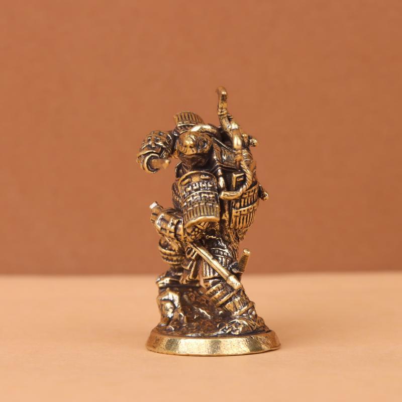 Brass Turtle Samurai Figurine With Exquisite Detail Vintage Finish For Home Desk Decor And Collectors Display