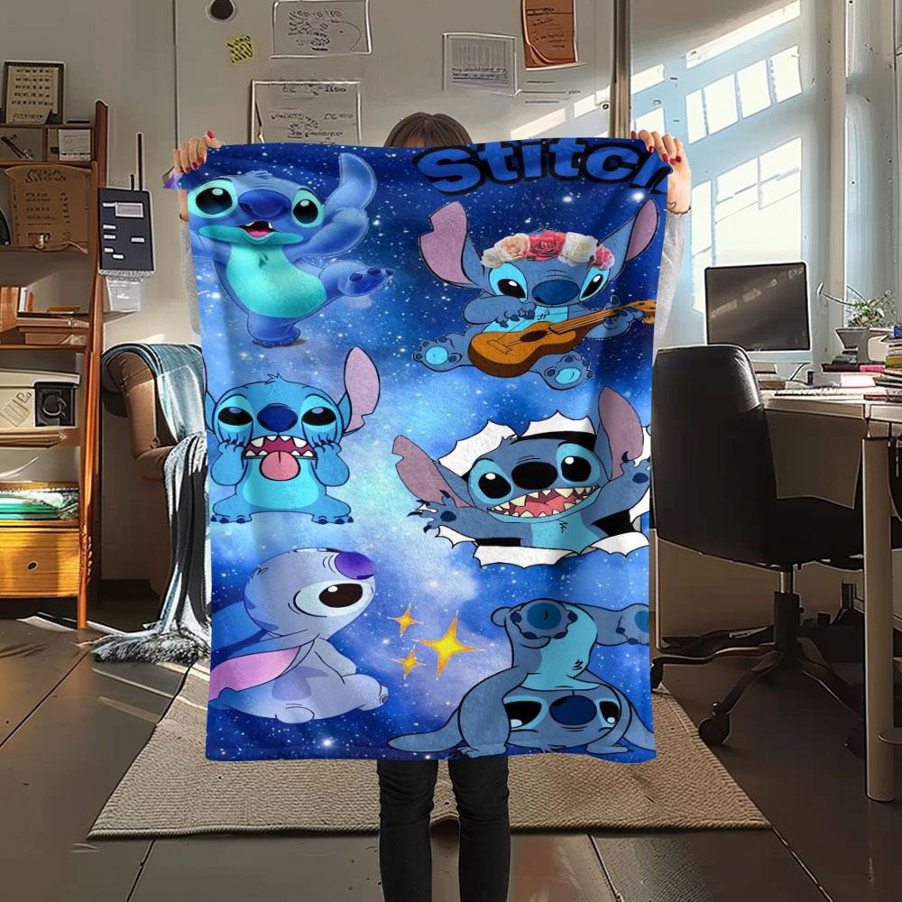 Stitch Cartoon printing Flannel Blanket Bedroom Sofa Camping Warm blanket Gifts for family and friends-MJ013