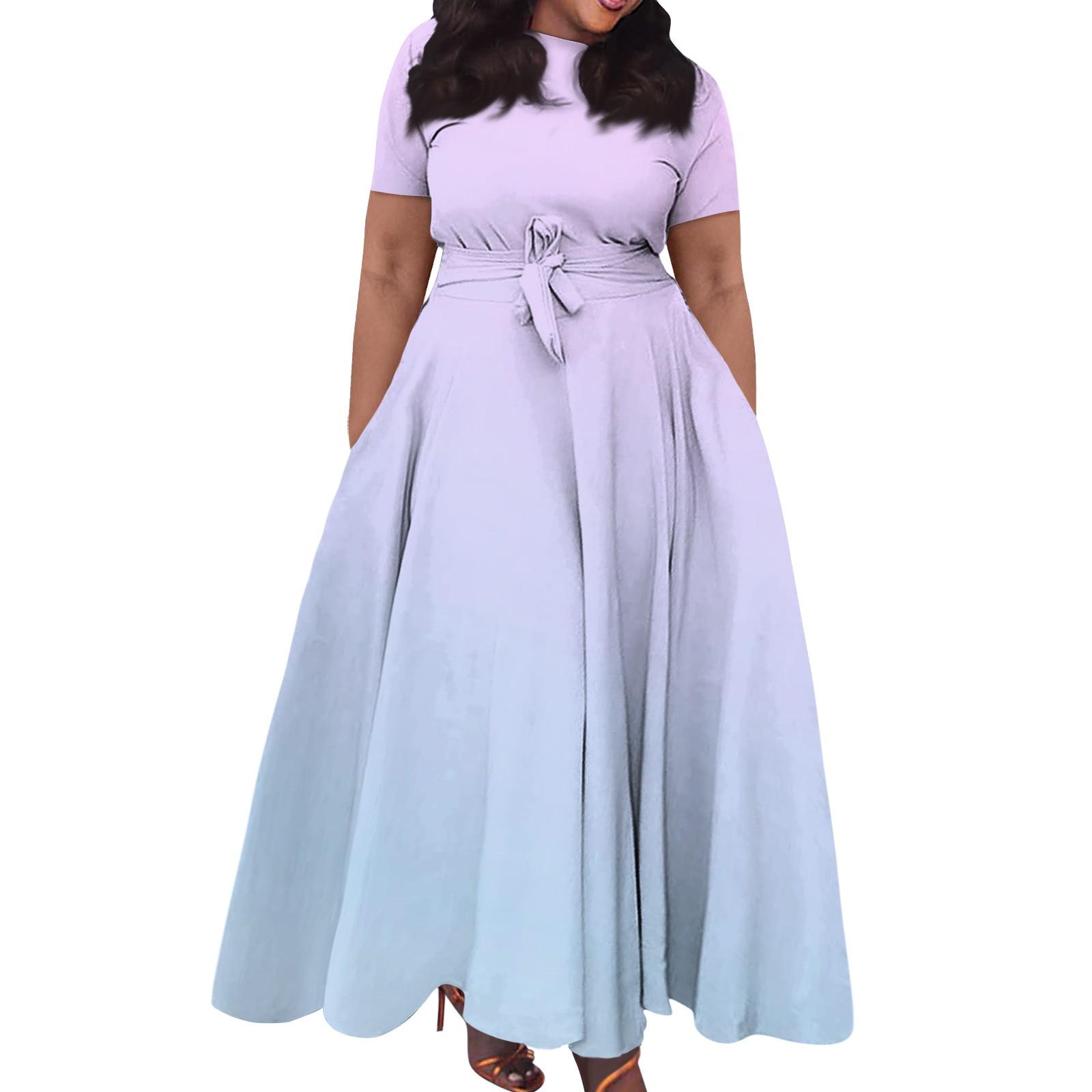 

Женское повседневное модное свободное платье большого размера с принтом, круглым вырезом и короткими рукавами, карманными бретелями XXL