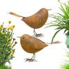 2pcs Cute Small Bird Statue Ornament Decorative Waterproof Rustic Iron Bird Figurines Potted Plant Landscape Garden Decor