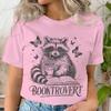 Funny Reading Raccoon Graphic T Shirts Women Booktrovert Essential Classic Tops Casual Book Lover Gift Tee Retro Bookish Clothes