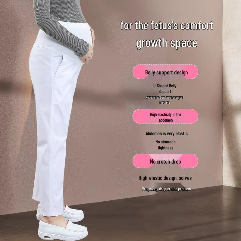 Adjustable Elastic Waist Maternity Nurse Pants with Full Abdomen Support - Summer Style, Plus Size.