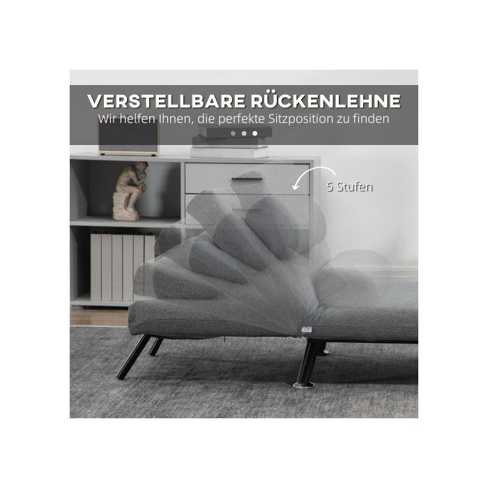 Schlafsofa - MUVOE - Klappbar - Verstellbare Rückenlehne - Dunkelgrau - Optimaler Komfort