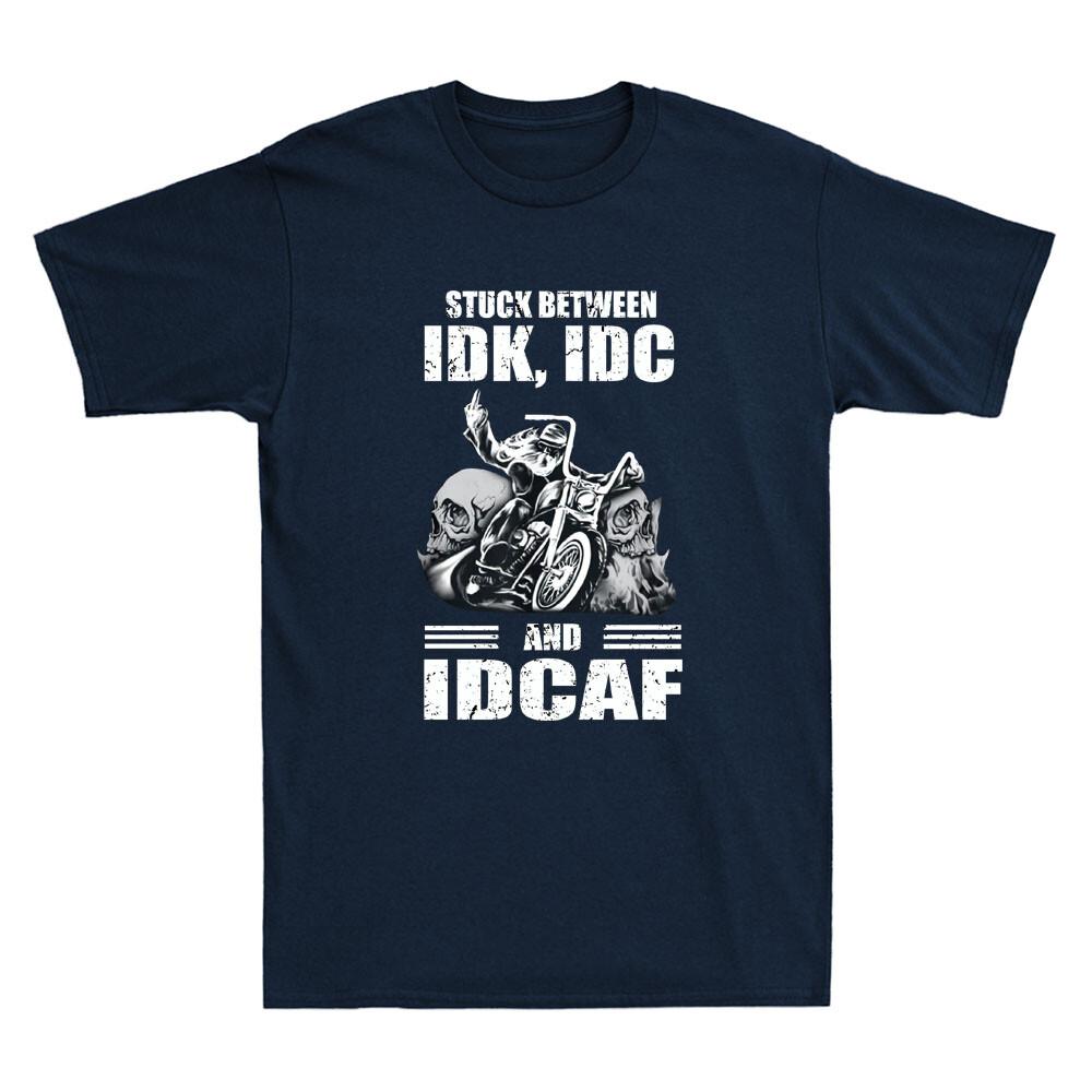 Dödskalle Biker Fast Mellan Vet Inte Bryr Mig Inte Och Bryr Mig Inte Om Ett Skit Vintage Unisex Kortärmad T-shirt