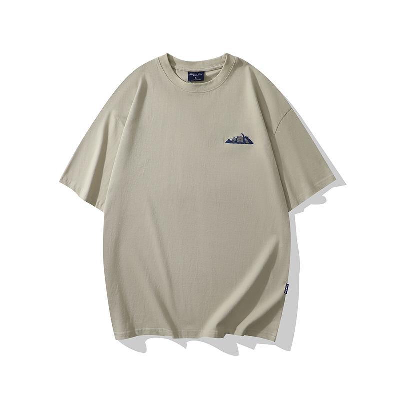 Летняя новая мужская японская футболка с коротким рукавом и принтом, свободная, топовая, универсальная, с коротким рукавом для мужчин M миндальный