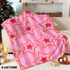Playful Star Pink Stripes Winter Summer Flannel Blanket Throw Fleece Soft Fuzzy Plush Cozy Fleece Blankets for Sofa Ideal Gifts