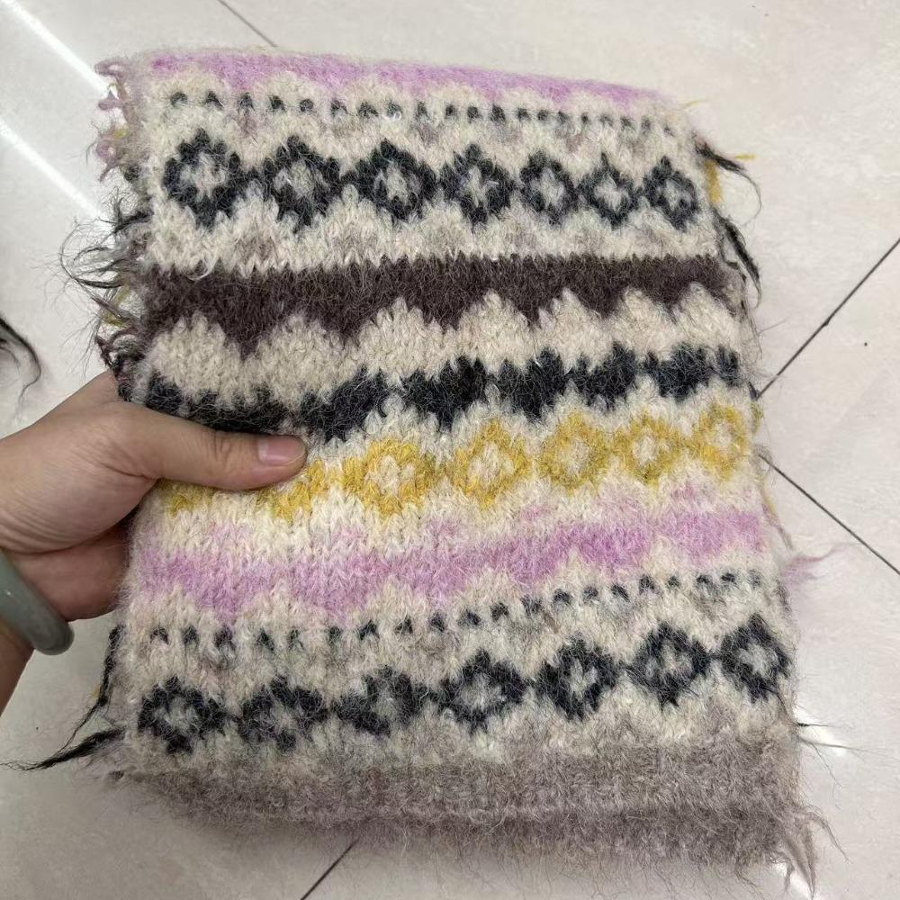 Wool Jacquard Knitted Scarf Printed Winter Wool Neckerchief Sweet Fair Isle Style Scarf  Autumn