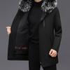 Punk-Stil, Herren mittleren Alters, Daunenmantel aus Samt, Parka mit abnehmbarem Futter, Herrenmantel aus echtem Pelz, mittellang, abnehmbares Futter aus Rex-Kaninchenfell