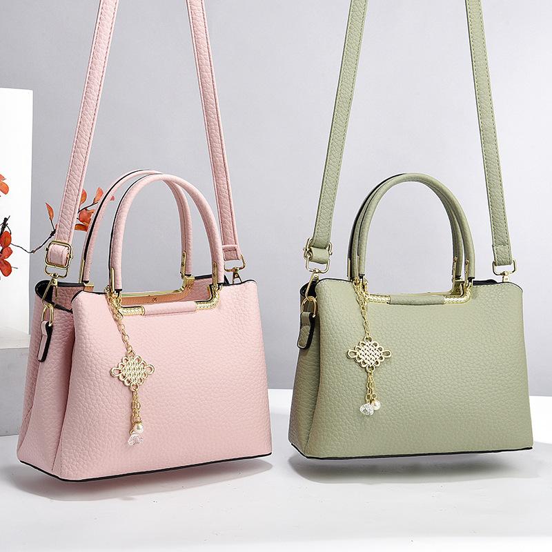 New Lychee Pattern Simple Solid Color Large Capacity Tote High Value Texture Setting Shoulder Large Bag Women's Bag
