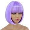 XINRAN Women Synthetic Light Purple Wig Cosplay Short Straight Bob Hair with Bangs Purple Wig Shoulder Length Halloween Party Wig