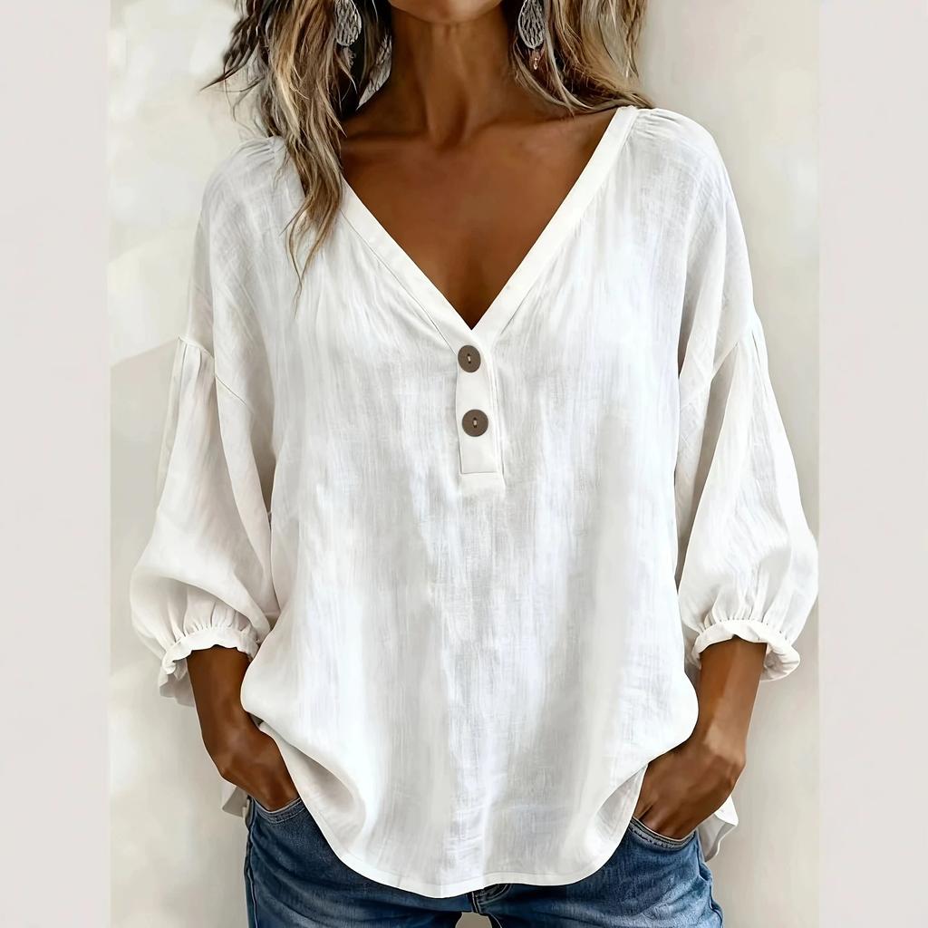 1116 European and American summer casual V-neck loose seven-quarter-sleeved T-shirt top